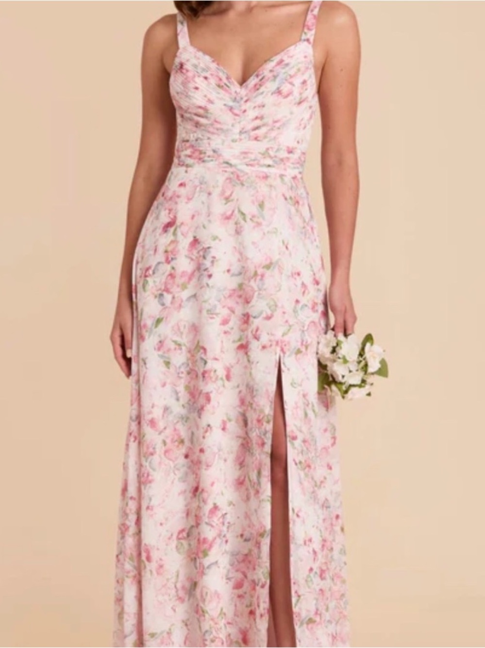 Birdy Grey Falling Petal- Pink Floral Maxi Dress with Spaghetti Straps